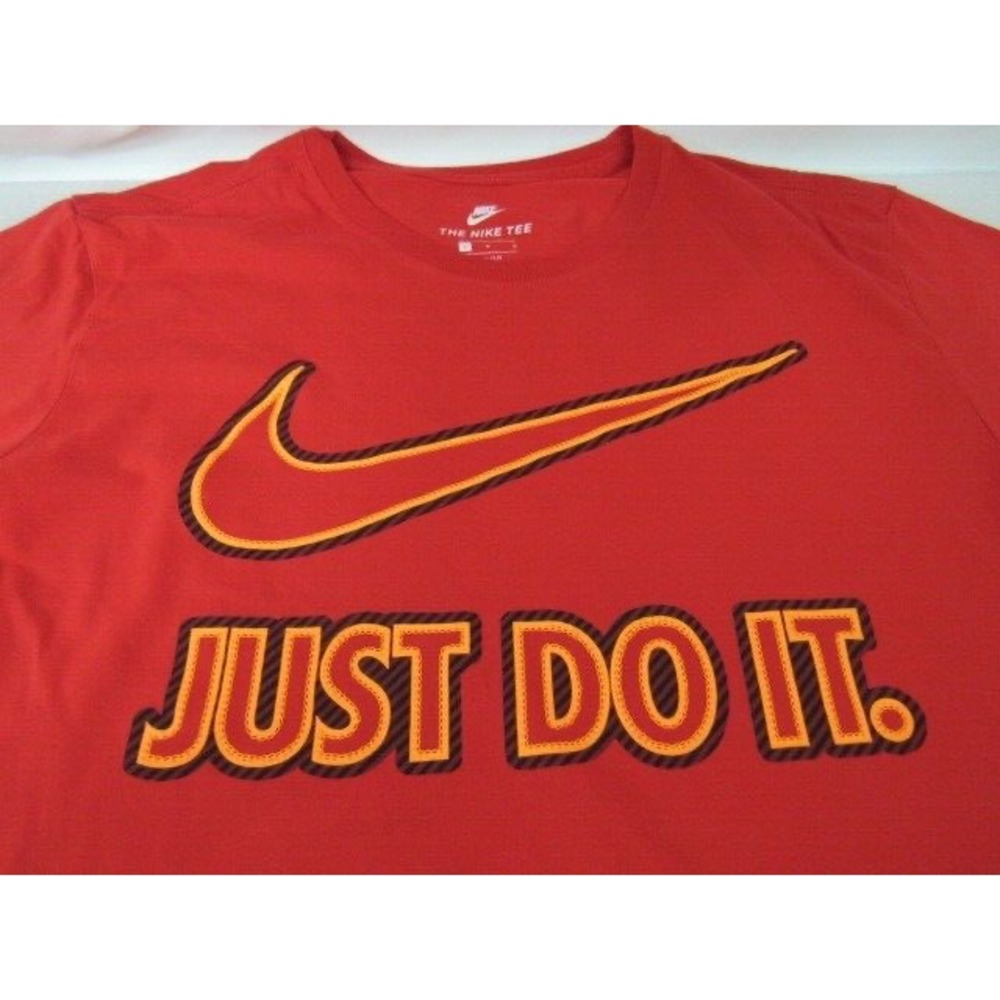 Nike Dri-Fit Athletic Cut Just Do It Red Short Sleeve T-Shirt Cotton Men's Sz L